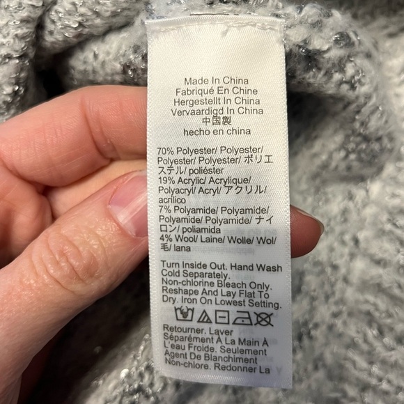 J Crew Embellished pullover sweater light grey silver metal Large NEW Gems - Picture 14 of 15